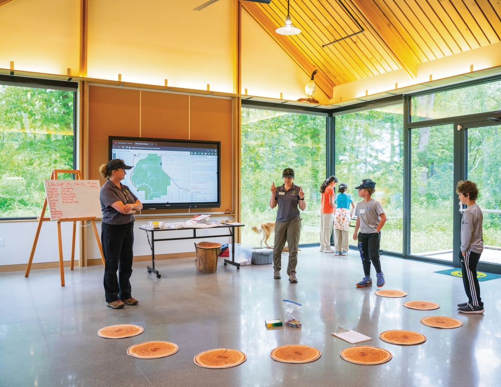 Participants in this summer’s Boots of a Biologist education program were among the first to experience the REC’s amenities. Each classroom features vaulted ceilings and digital smart boards. Photo © Lake County Forest Preserves.